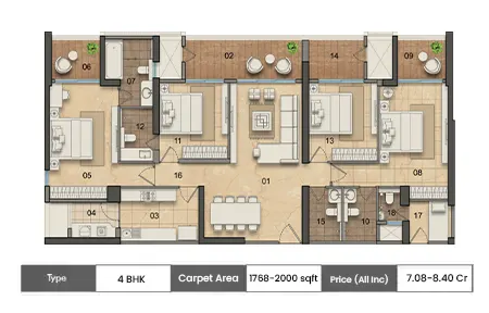 4 BHK 1768-2000  SqFt